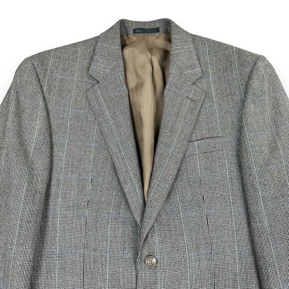 CHAPS Sports Coat Mens 40R Brown Windowpane‎ Lambswool Blazer - Picture 3 of 12
